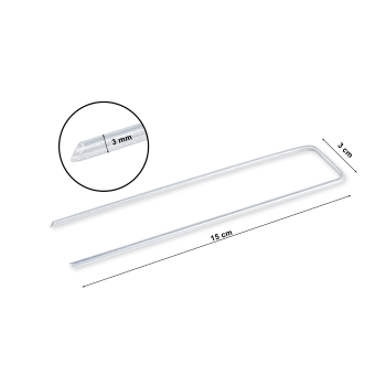 KOTWY OCYNKOWANE do agrotkaniny, agrowłókniny 3 mm 30x150x150 mm 100 szt.